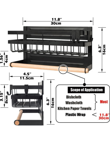 Organizador Magnético de Especias Sleclean 2 en 1 Negro 30x11.4cm