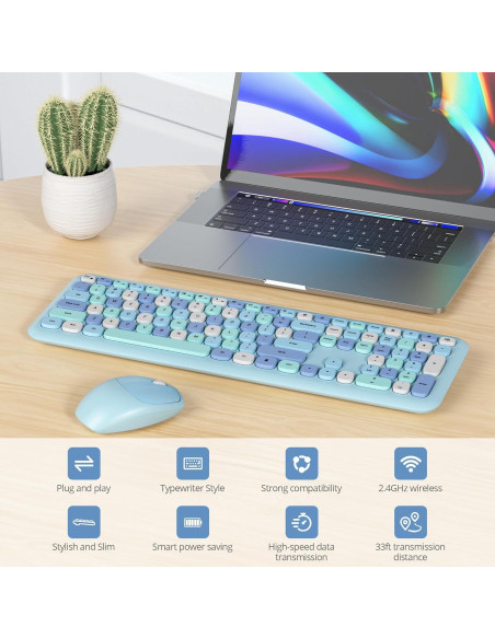 Conjunto Teclado y Ratón Inalámbrico iRoboosta Azul 2.4GHz Conjunto Teclado y Ratón Inalámbrico iRoboosta Azul 2.4GHz