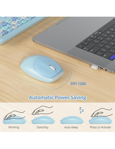 Conjunto Teclado y Ratón Inalámbrico iRoboosta Azul 2.4GHz