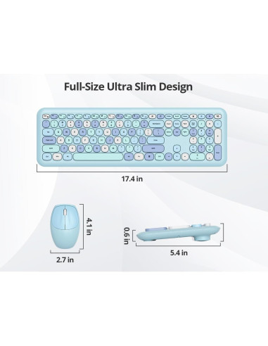 Conjunto Teclado y Ratón Inalámbrico iRoboosta Azul 2.4GHz