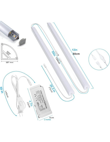 Iluminación LED bajo gabinete Cefrank 8 piezas 30.5 cm 16W 1600lm