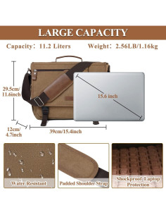 Bolsa Mensajera VASCHY para Laptop 15.6" Resistente al Agua 2