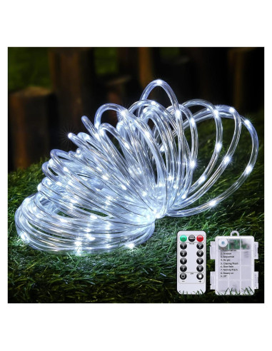 Luces de Cuerda a Batería JMEXSUSS 100 LED 10m Blanco