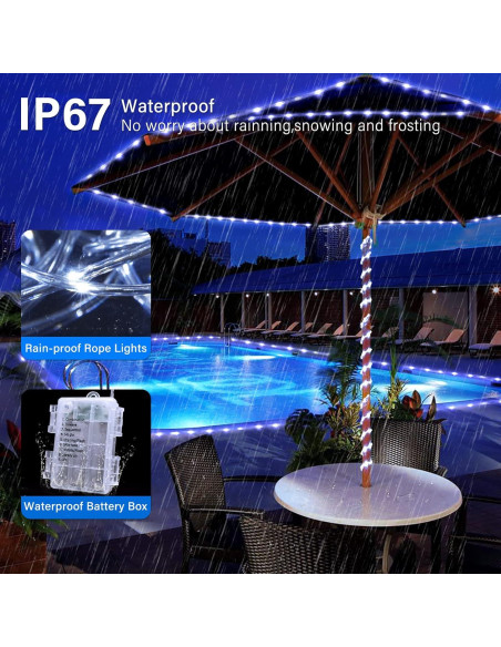 Luces de Cuerda a Batería JMEXSUSS 100 LED 10m Blanco