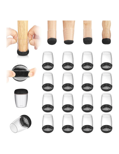 20 Fundas de Silicona Transparente para Patas de Silla - Pequeñas