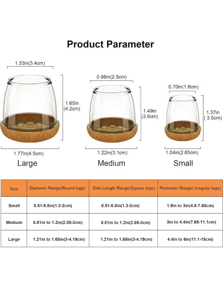20 Fundas de Silicona Transparente para Patas de Silla - Pequeñas