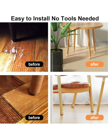 20 Fundas de Silicona Transparente para Patas de Silla - Pequeñas