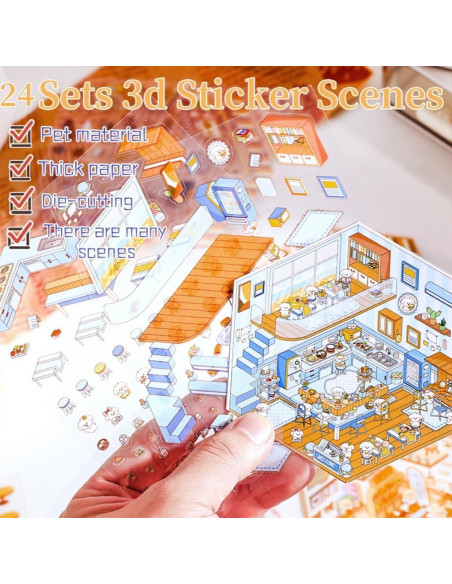 24 Sets de Pegatinas 3D DIY Affoto para Manualidades