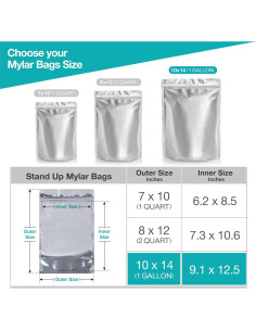 Bolsas Mylar 1 Galón Belle KR - 50 Pcs con Absorbentes de Oxígeno 2