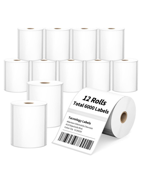 12 Rollos Etiquetas Térmicas 10.16 x 7.62 cm Tacnology