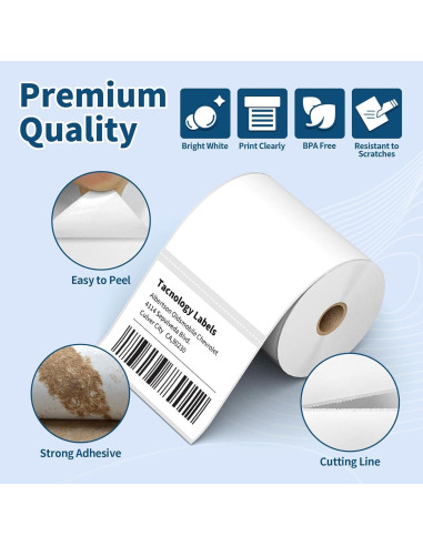 12 Rollos Etiquetas Térmicas 10.16 x 7.62 cm Tacnology
