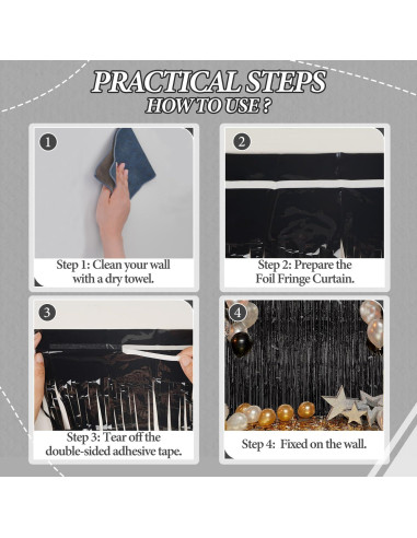 Paquete de 3 Fondos de Flecos de Papel de Aluminio DECOCKRAT 1x2.5m