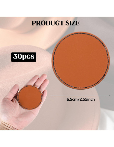 30 Parches Redondos de Cuero Sintético MBAIYO 6.5cm para Gorras