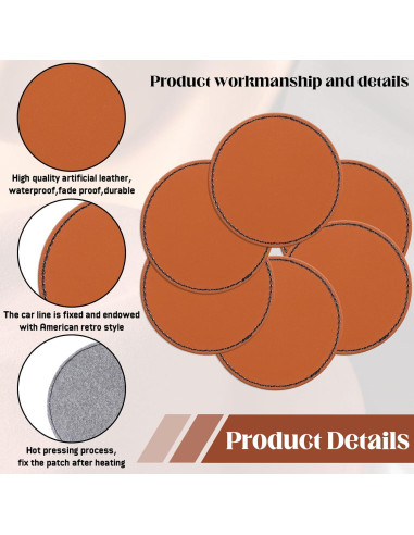 30 Parches Redondos de Cuero Sintético MBAIYO 6.5cm para Gorras