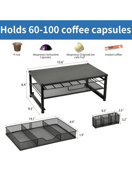 Organizador de K Cup Spacrea - Soporte para 80 cápsulas de café