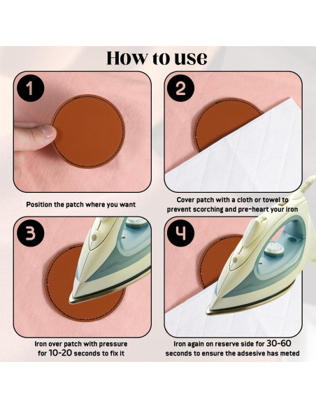 30 Parches Redondos de Cuero Sintético MBAIYO 6.5cm para Gorras