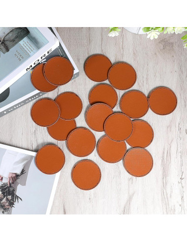 30 Parches Redondos de Cuero Sintético MBAIYO 6.5cm para Gorras