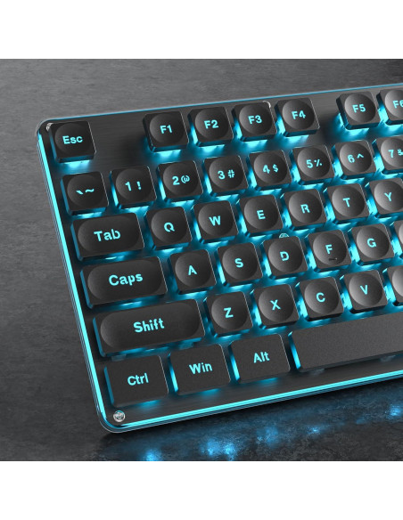 Teclado Inalámbrico Owpkeenthy 104 Negro Retroiluminado LED Azul Teclado Inalámbrico Owpkeenthy 104 Negro Retroiluminado LED Azul