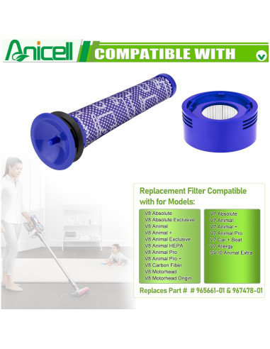 Filtros de Reemplazo Anicell para Aspiradoras Dyson V7 V8