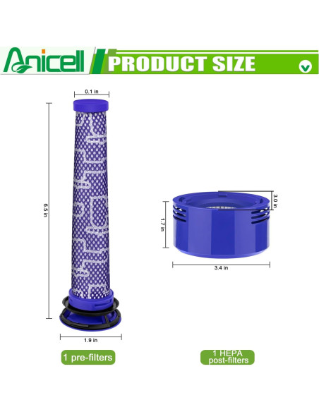 Filtros de Reemplazo Anicell para Aspiradoras Dyson V7 V8 Filtros de Reemplazo Anicell para Aspiradoras Dyson V7 V8