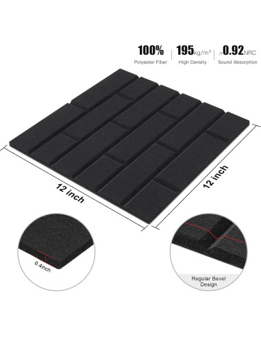 Paneles Acústicos Aislantes Tutmyrea 12 PCS 30x30cm Negro