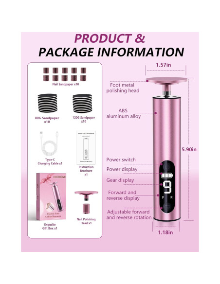 Removedor de Callos Eléctrico K KERNOWO 2-en-1 Recargable 9 Velocidades