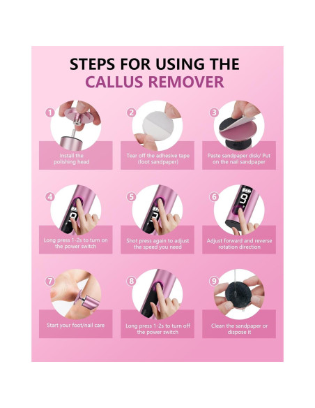 Removedor de Callos Eléctrico K KERNOWO 2-en-1 Recargable 9 Velocidades