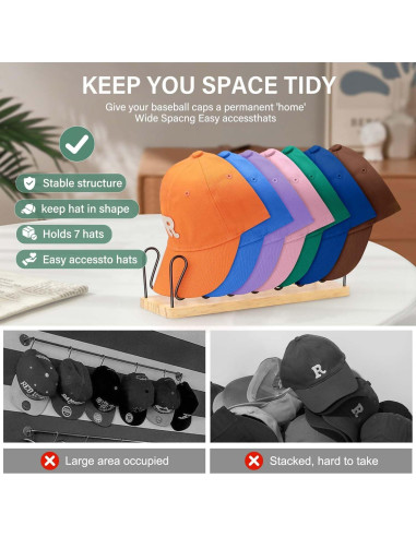 Organizador de Sombreros BINSUNS para 7 Gorras de Béisbol