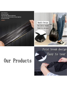 Bolsas de Basura Negras BAIYEUSO 200 Cuentas 4 Galones 2