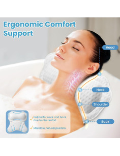 Almohada de Baño WYGOMES con Ventosas Antideslizantes 44.7x40.1cm 2