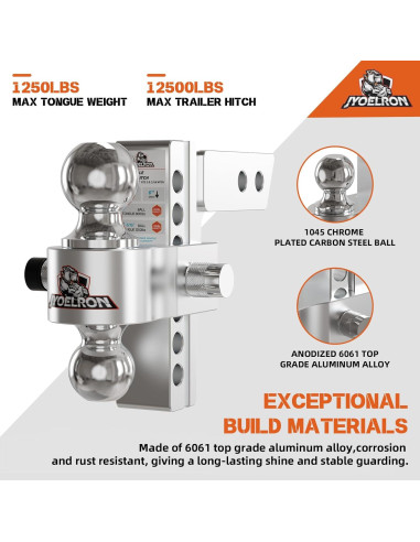 Enganche de Remolque Ajustable Jyoelron 2" y 2.5" 6" 12,500 LBS