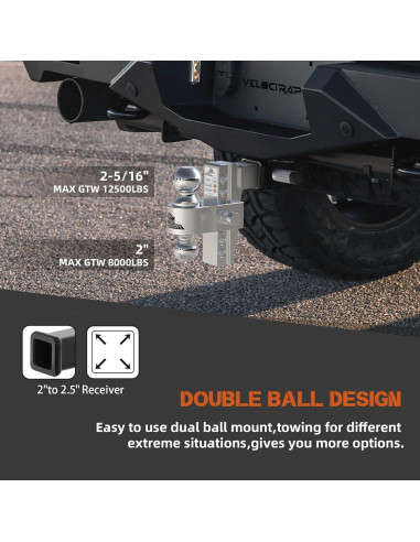 Enganche de Remolque Ajustable Jyoelron 2" y 2.5" 6" 12,500 LBS