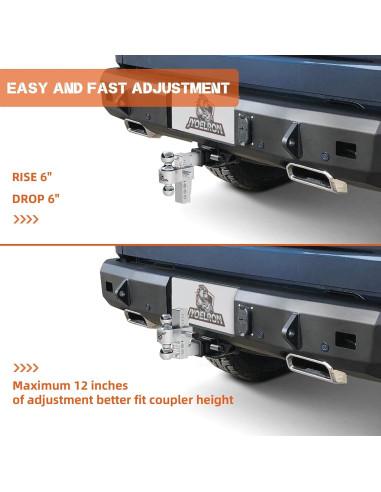 Enganche de Remolque Ajustable Jyoelron 2" y 2.5" 6" 12,500 LBS