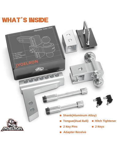 Enganche de Remolque Ajustable Jyoelron 2" y 2.5" 6" 12,500 LBS