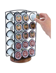 Soporte para cápsulas de café MyGift negro con base de madera