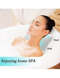 Almohada de Baño Rasenoo con Ventosas, Soporte Cuello Blanco 2