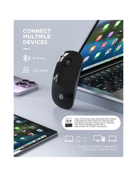 Ratón Inalámbrico Bluetooth RAPIQUE R306 - 1600 DPI, Silencioso