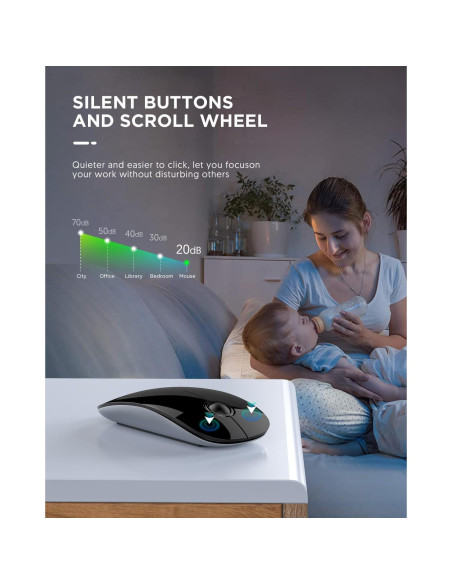 Ratón Inalámbrico Bluetooth RAPIQUE R306 - 1600 DPI, Silencioso