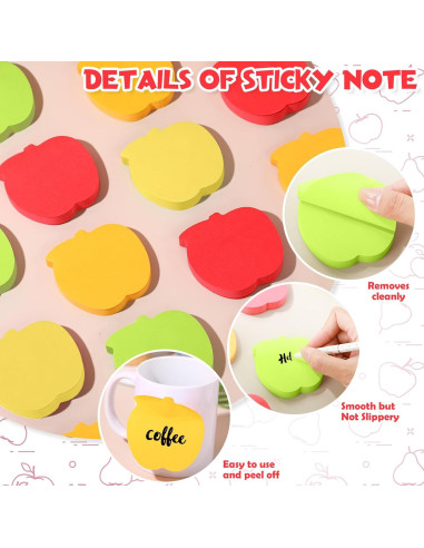 Notas Adhesivas en Forma de Manzana Kolldenn 48 Hojas Multicolor