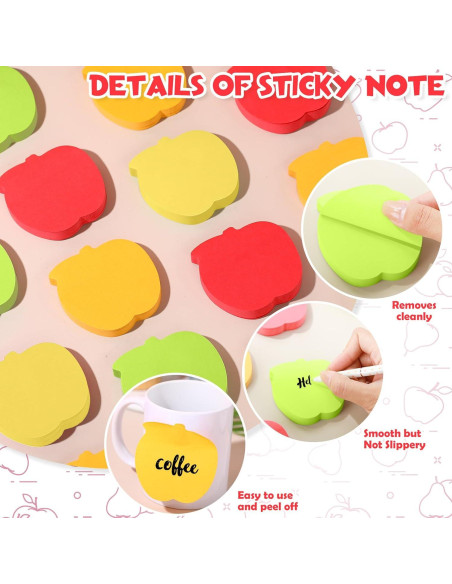 Notas Adhesivas en Forma de Manzana Kolldenn 48 Hojas Multicolor