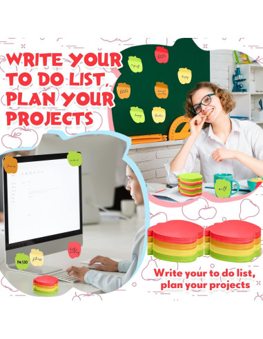 Notas Adhesivas en Forma de Manzana Kolldenn 48 Hojas Multicolor