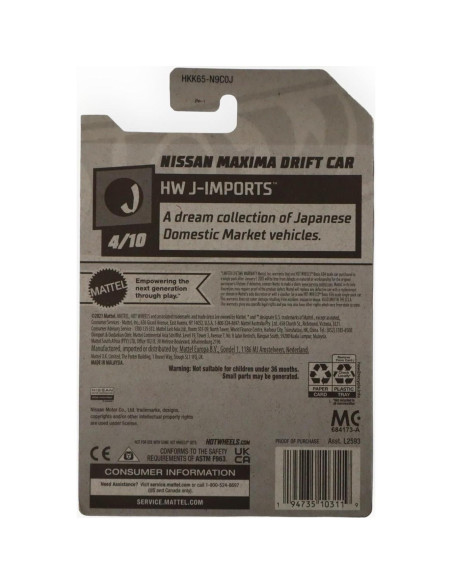 Hot Wheels Nissan Maxima Coche de Deriva Escala 1:64 Azul Hot Wheels Nissan Maxima Coche de Deriva Escala 1:64 Azul