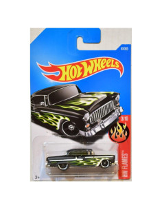 Hot Wheels 2017 '55 Chevy Negro Mate 1:64 con Llamas