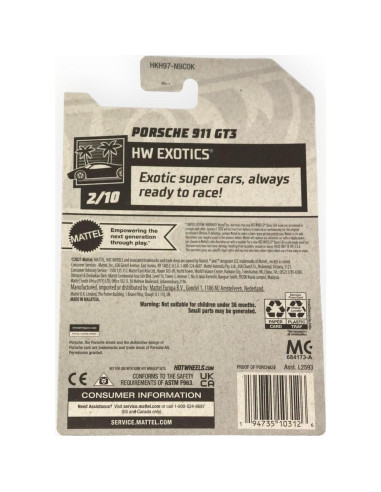 Hot Wheels Porsche 911 GT3 Escala 1:64 Rojo