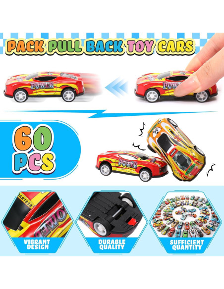 Coches de Juguete Vinsot 60 Piezas Retroceso Coloridos