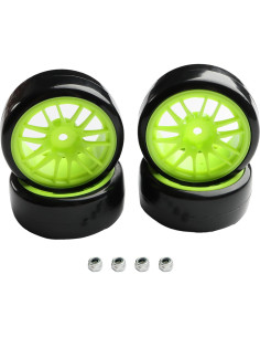 4 Neumáticos y Ruedas RC 1:10 GDOOL 63mm Plástico Verde 2