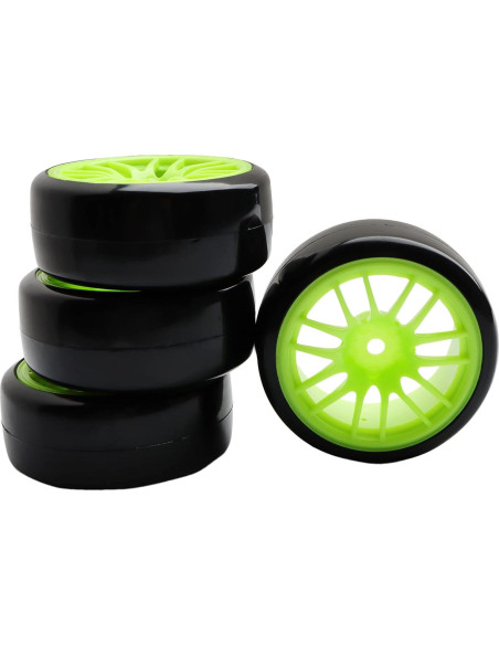 4 Neumáticos y Ruedas RC 1:10 GDOOL 63mm Plástico Verde