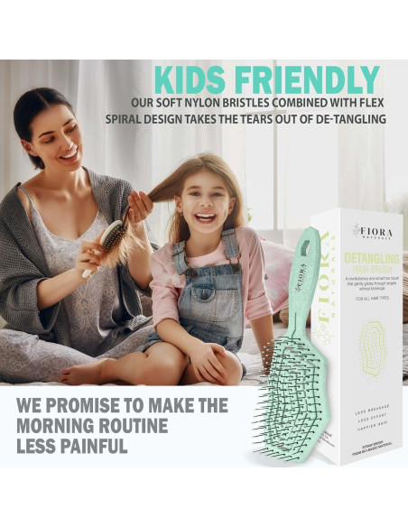 Cepillo Desenredante Ecológico Fiora Naturals - Verde