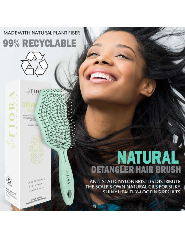 Cepillo Desenredante Ecológico Fiora Naturals - Verde