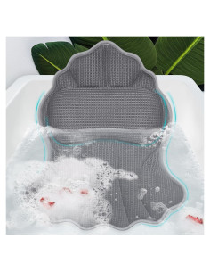 Almohada de Baño Poemland Gris 4D con 6 Ventosas Ergonómica